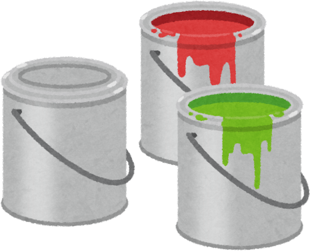 Illustration of Paint Cans with Red and Green Paint